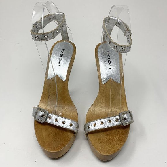bebe Silver and Tan Heels - Picture 6 of 8